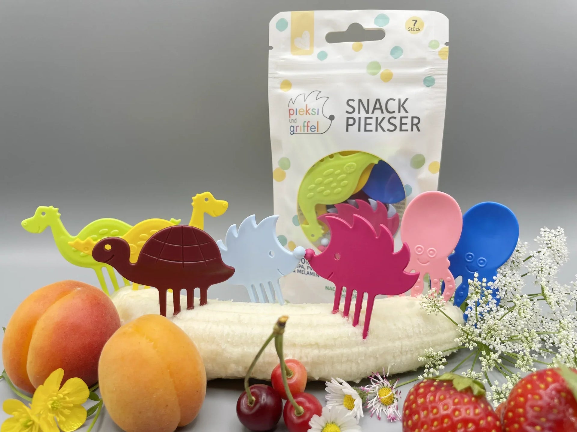 Snack Piekser 7er Set 'Happy Pieksis' - Pieksi und Griffel