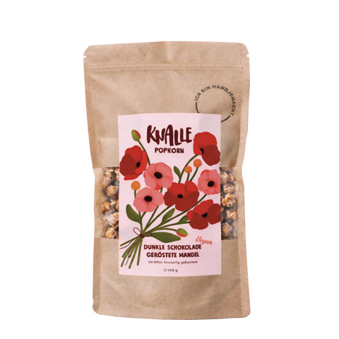 Knalle Popcorn - Valentinsspecial : Dunkle Schokolade Geröstete Mandel (vegan)